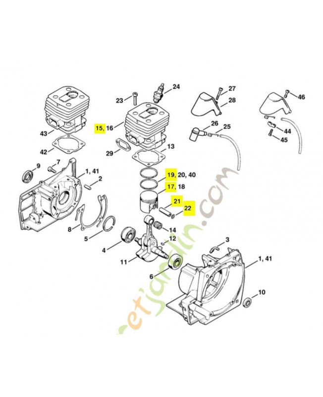 Cylindre+piston stihl ref.4116-020-1203