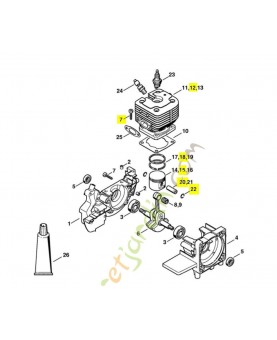 Cylindre+piston stihl ref. 4128-020-1211