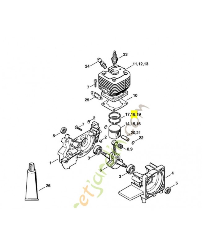 Segment de piston d.42x1,2mm Stihl Réf 1123-034-3003