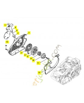 Carter ventilateur avec lanceur 1146-080-2102. Pièce détachée Stihl / Vicking