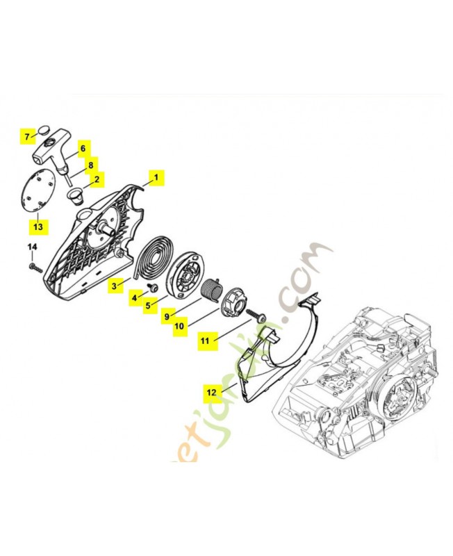 Carter ventilateur avec lanceur 1146-080-2102. Pièce détachée Stihl / Vicking Carter ventilateur avec lanceur 1146-080-2102. Pièce détachée Stihl / Vicking