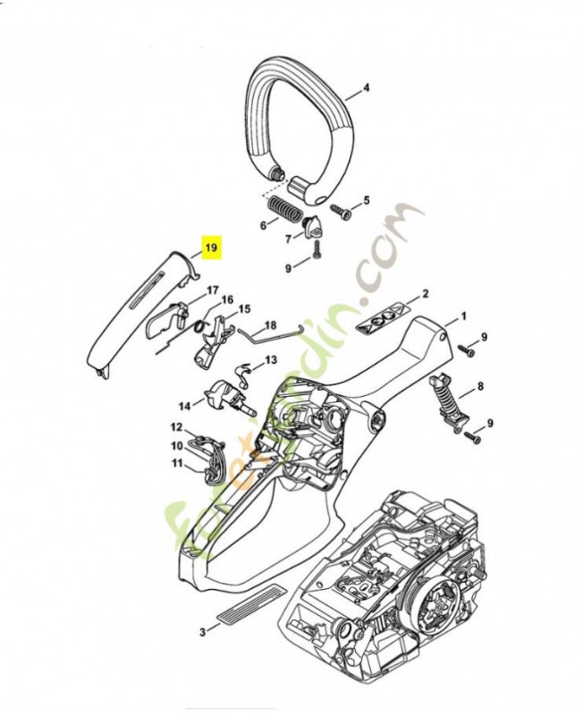 Monture de poignée 1146-791-0601. Pièce détachée Stihl / Vicking