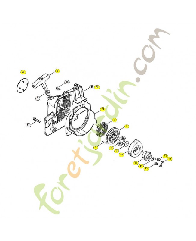 Carter ventilateur avec lanceur Stihl ref. 1130-080-2103