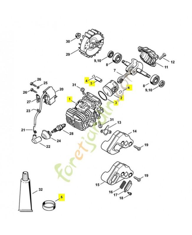 Cylindre avec piston Ø 37 mm Stihl Réf.1137-020-1206