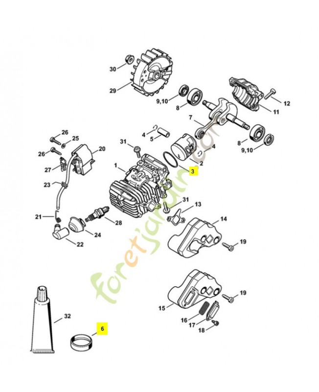 Segment piston d.37x1,2 mm 1130-034-3007. Pièce détachée Stihl 
