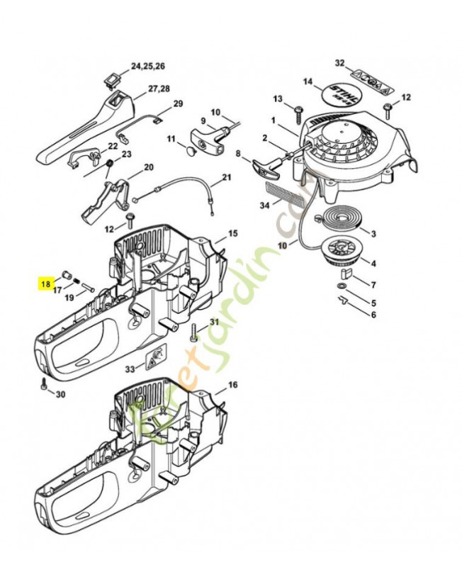 Bouton poussoir stihl réf : 4228-182-9300