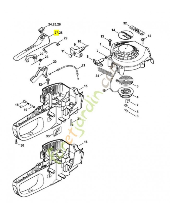 Monture de poignee Stihl ref. 4228-791-0603