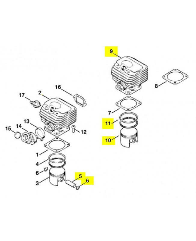 Repères 5-6-9 à 11 Cylindre