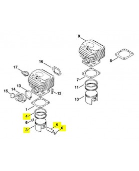Repères 3 à 6 Piston