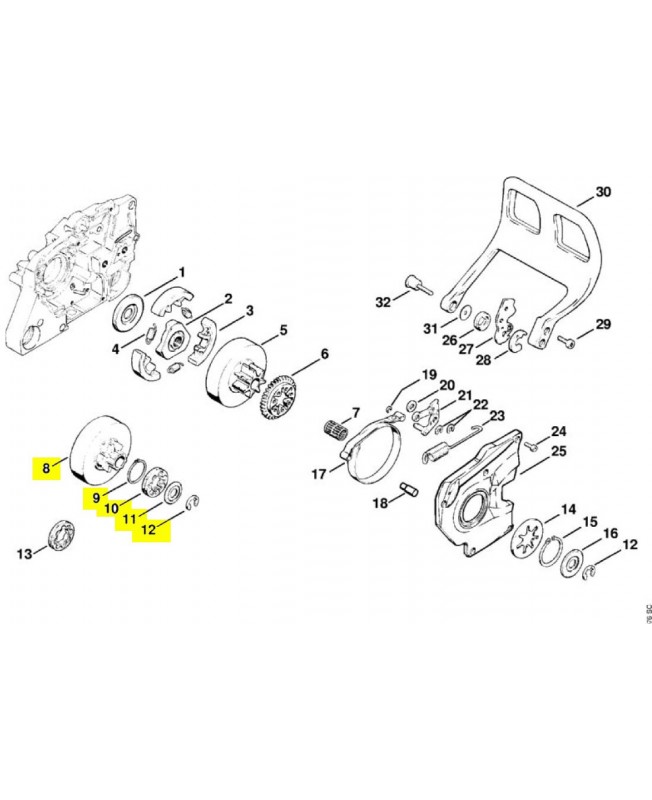 Repères 8 à 12 Pignon