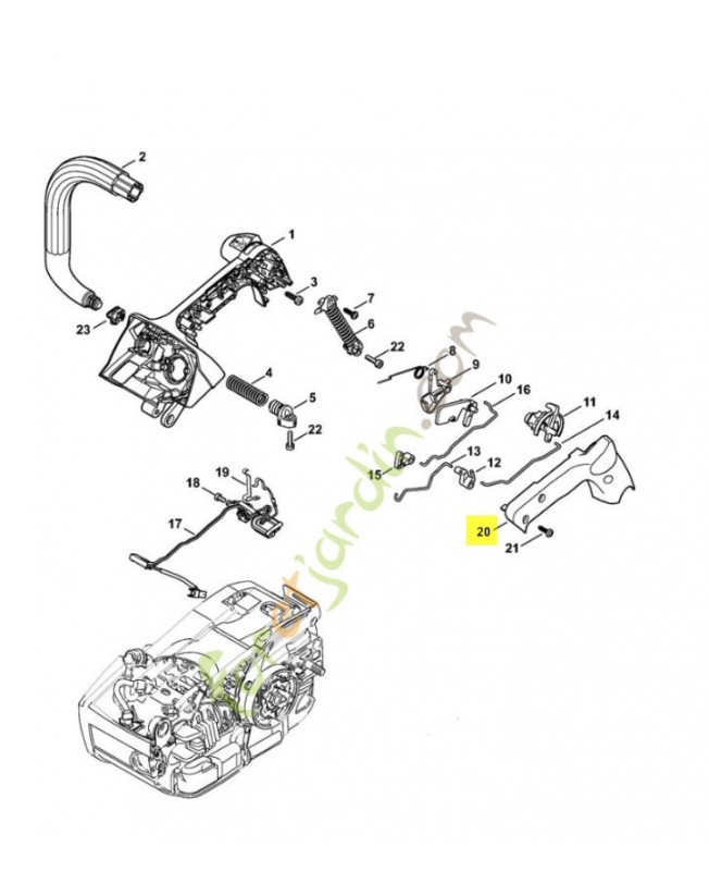 Monture de poignée 1145-791-0602. Pièce détachée Stihl / Vicking