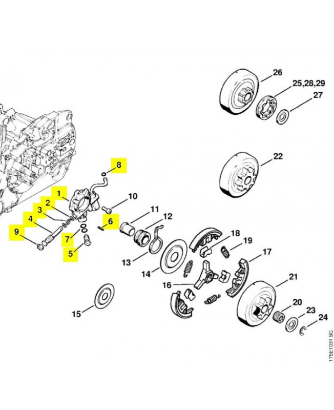 Repères 1 à 9 Pompe