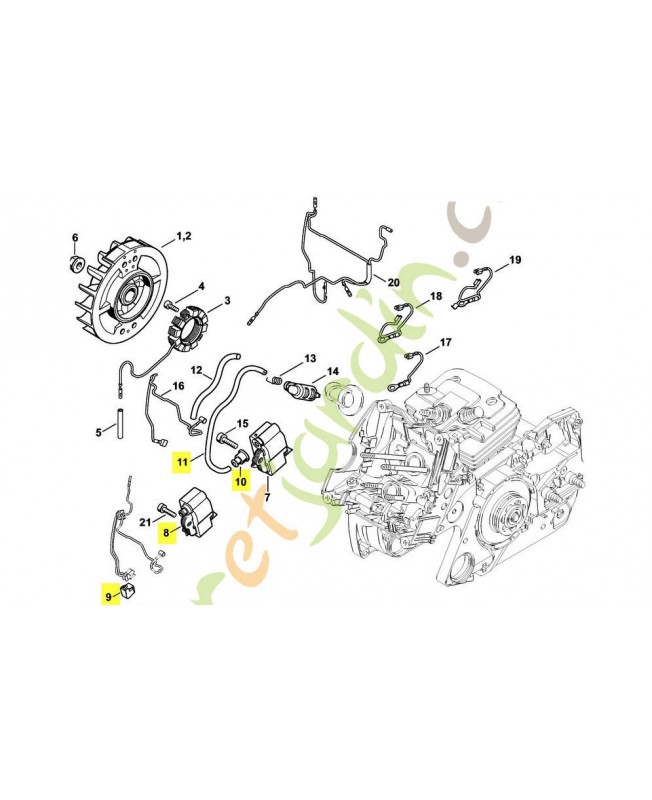 Jeu de Appareil de commande/Carburateur 1138-007-1008. Pièce détachée Stihl / Vicking