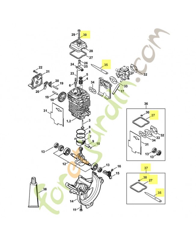 Jeu de pièces de réglage jeu soupapes 4180-007-1005 . Pièce de rechange Sithl / Vicking