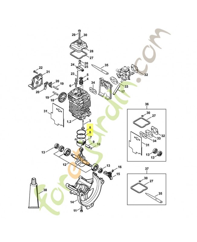 Segment piston d.38 x 1,2