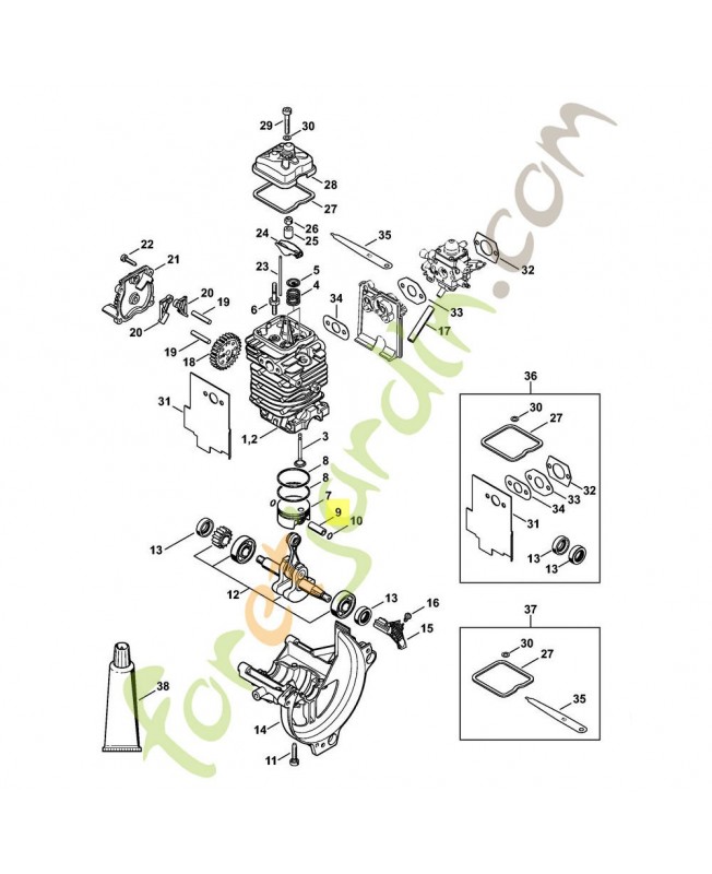 Axe de piston 8x5x22 Stihl réf. 4137-034-1500 - Pièce détachée Stihl