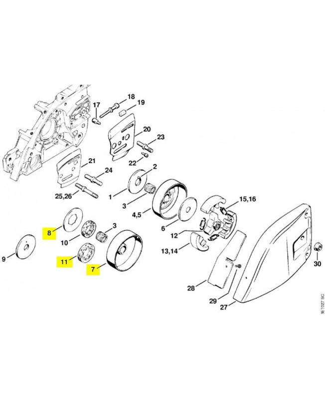 Repères 7-8 et 11 Pignon Repères 7-8 et 11 Pignon