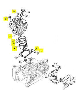 Repères 1 et 4 à 9 Cylindre
