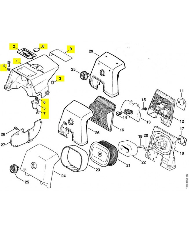 Repères 1 à 9 Capot
