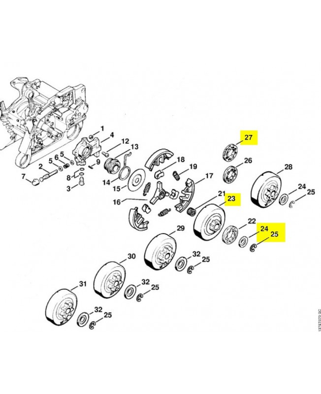 Repères 23 à 25 et 27 Pignon