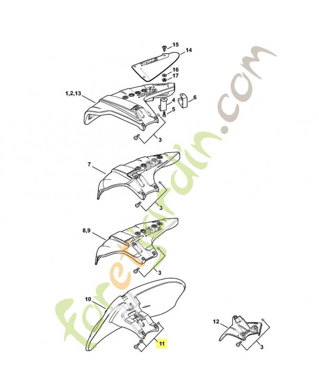 Jeu de 10 vis 0000-007-1043. Pièce détachée Stihl / Vicking