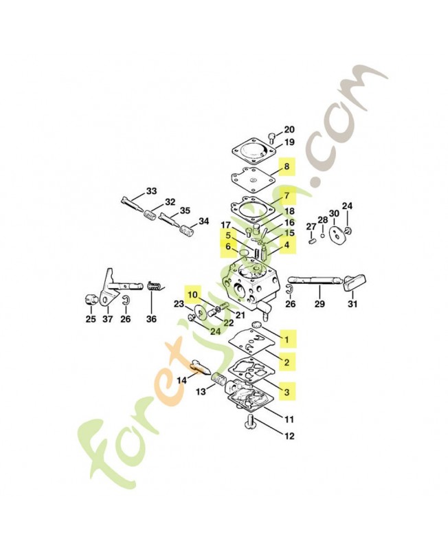 Jeu de pieces carbu. wt45