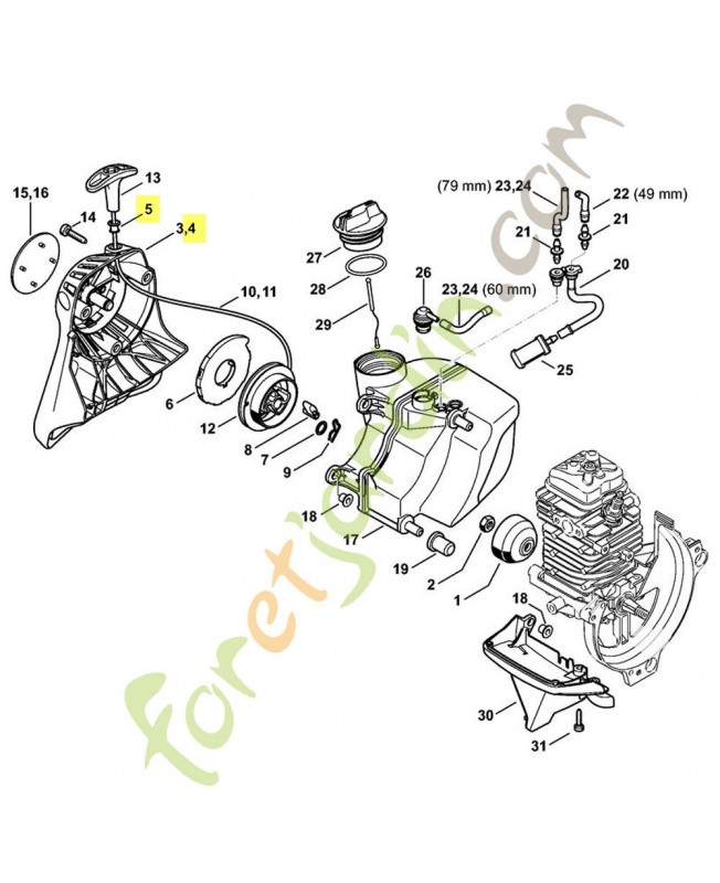 Couvercle de lanceur 4182-190-0401. Pièce détachée Stihl / Vicking