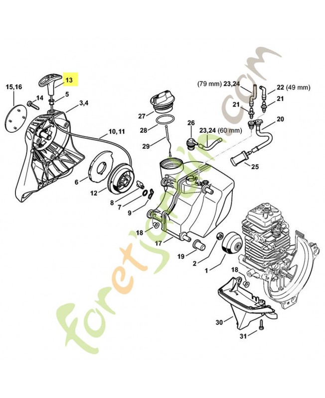 Poignée de lanceur Stihl réf. 4140-195-3400