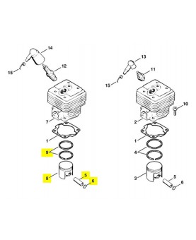 Repères 5-6-8 et 9 Piston