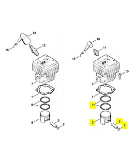Repères 3 à 6 Piston
