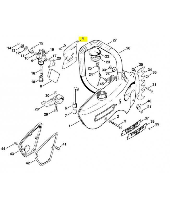 Tôle latérale extérieure 1107-664-1100. Pièce détachée Stihl 