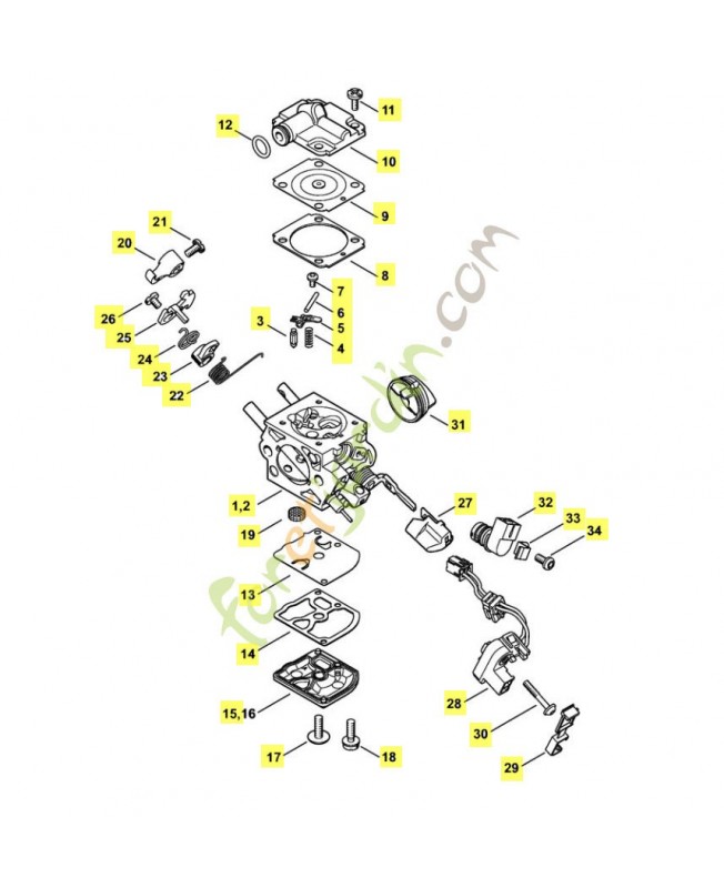 Carburateur c1q-s 229 1141-120-0630. Pièce détachée Stihl / Vicking