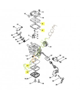 Jeu de joints carburateur 1141-007-1030. Pièce détachée Stihl / Vicking