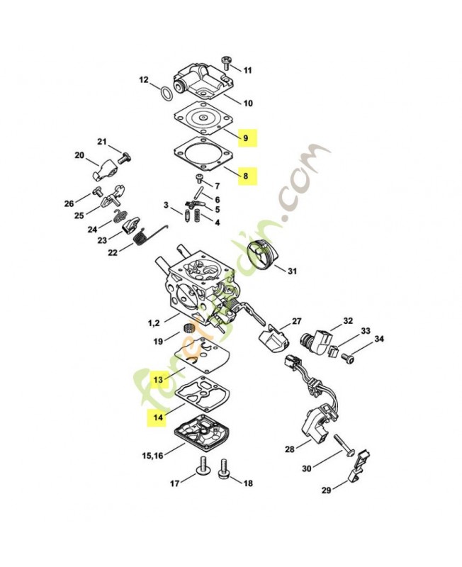 Jeu de joints carburateur 1141-007-1030. Pièce détachée Stihl / Vicking