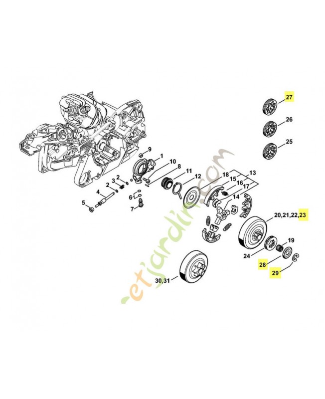 Jeu de pignon anneau 3/8p 7dt