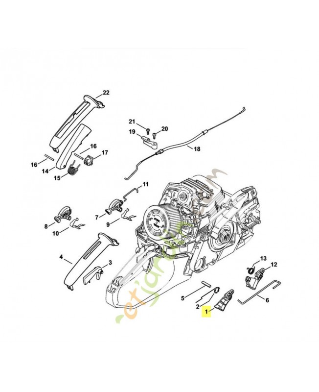 Manette des gaz 1141-182-1000. Pièce détachée Stihl / Vicking