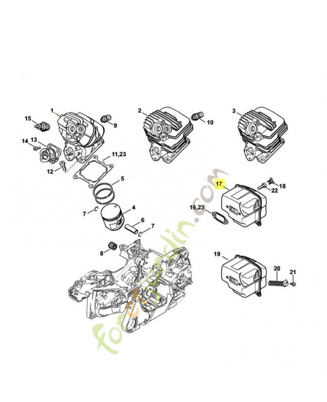 Silencieux ms 261 1141-140-0631. Pièce détachée Stihl / Vicking