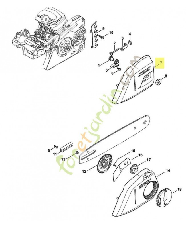 Couvercle de pignon 1143-640-1701. Pièce détachée Stihl / Vicking