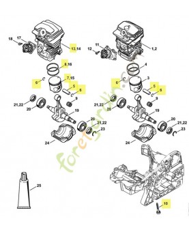 Cylindre avec piston d.42,5mm