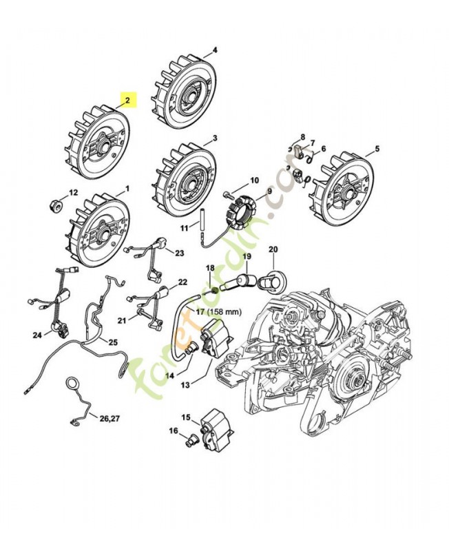 Rotor ms 261 c-m 1141-400-1230. Pièce détachée Stihl / Vicking