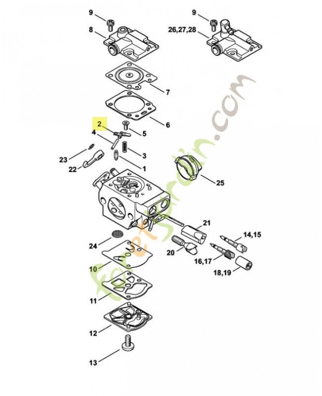 Levier de reglage d'admission