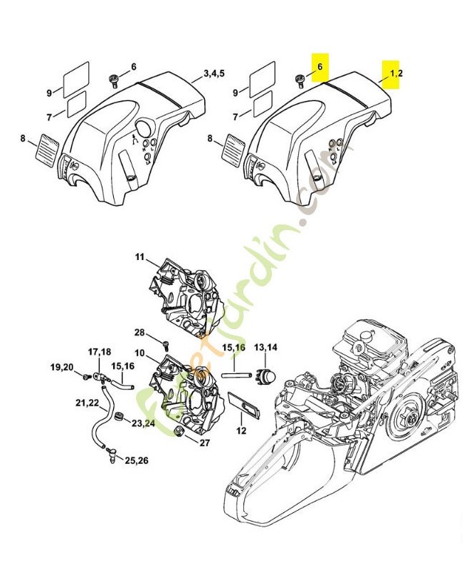 Capot moteur Stihl ref. 1143-080-1601