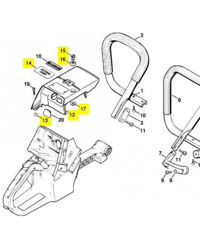 Repères 12 à 17 Capot