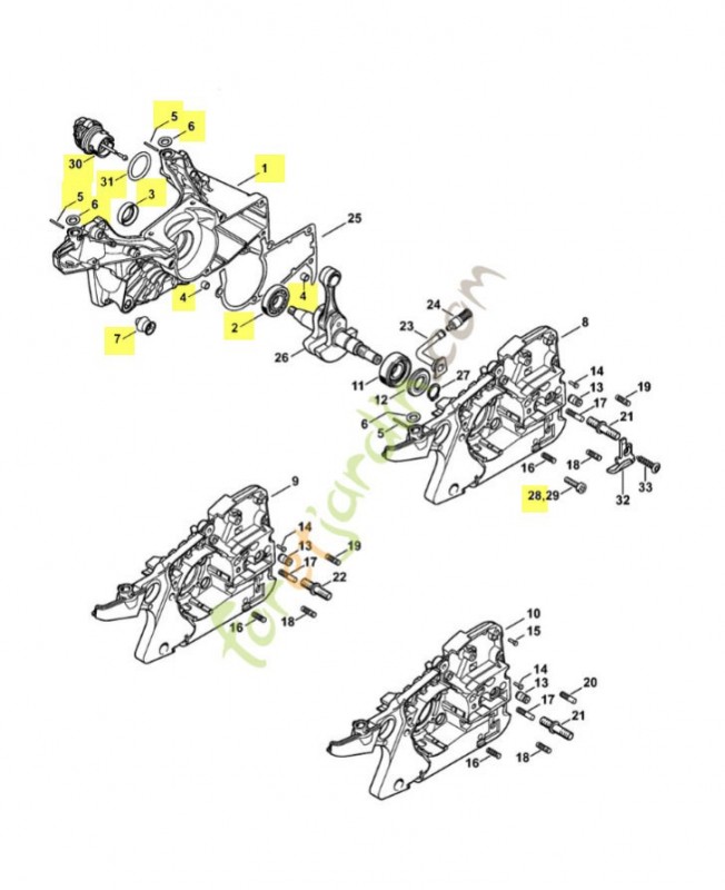 Demi carter vilebrequin 1143-020-2628. Pièce détachée Stihl / Vicking