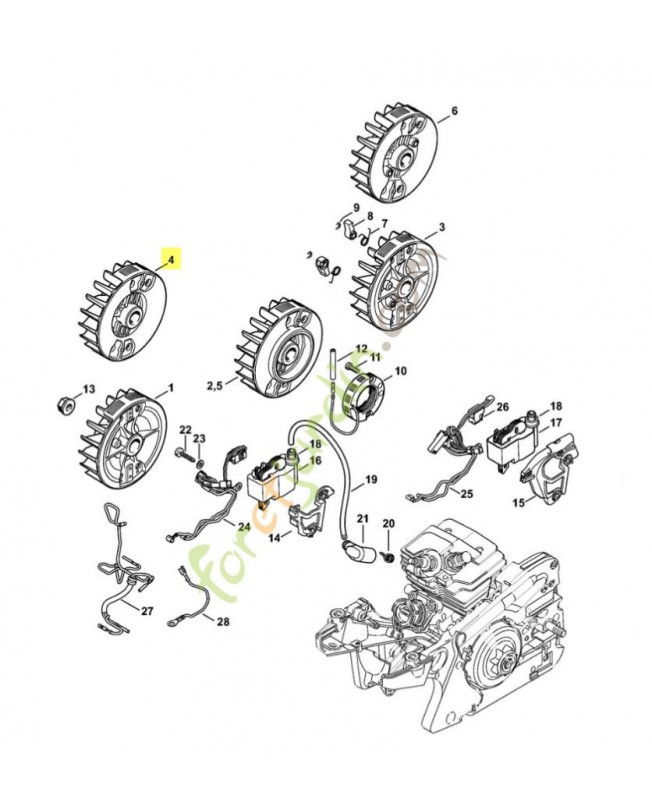Rotor ms 241c-m 1143-400-1200. Pièce détachée Stihl / Vicking