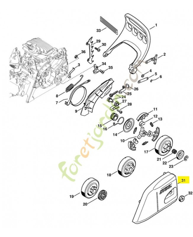 Couvercle de pignon 1139-640-1700. Pièce détachée Stihl / Vicking