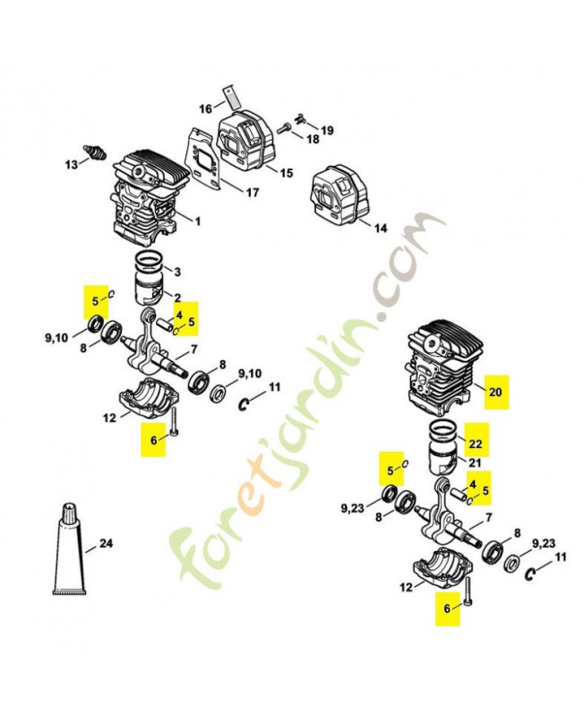 Cylindre + piston diam 40
