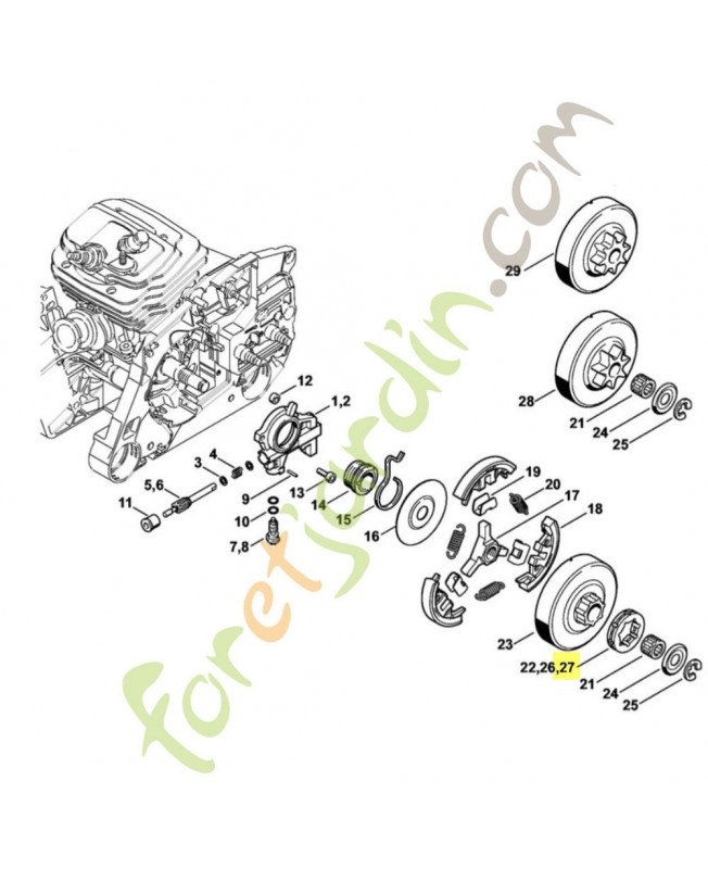 Pignon à anneau 0.325" 9D Stihl réf. 0000-642-12390000-642-1239