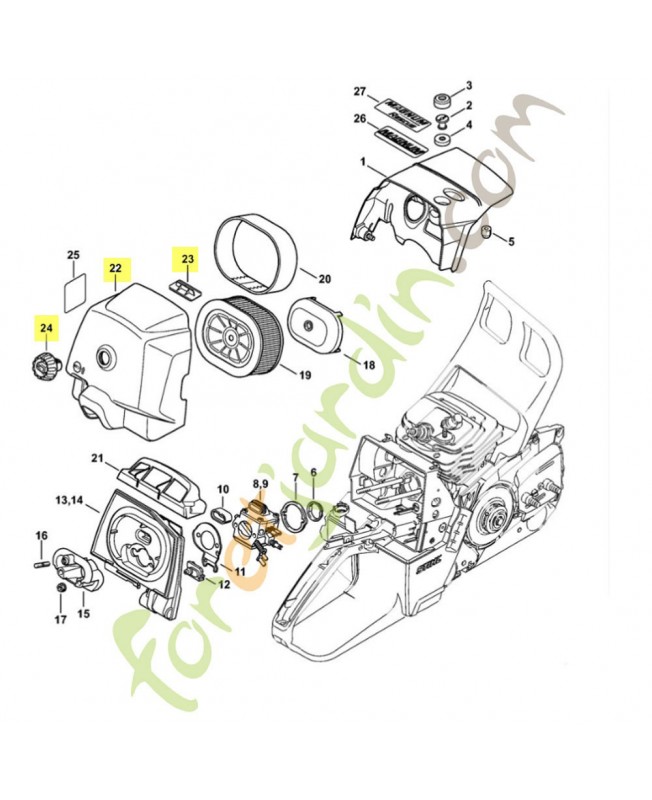 Couvercle du filtre 1128-140-1009. Pièce détachée Stihl / Vicking