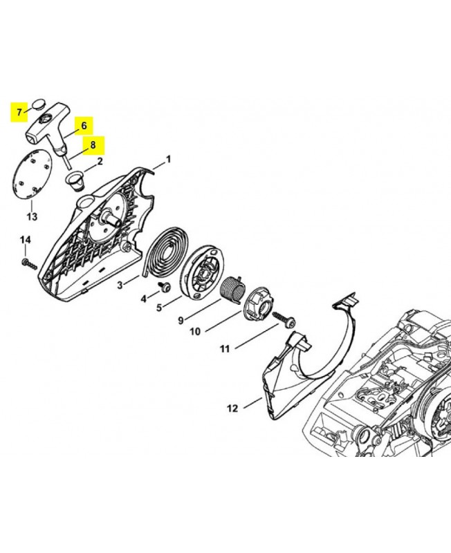 Poignée avec câble 0000-190-3502. Pièce détachée Stihl / Vicking